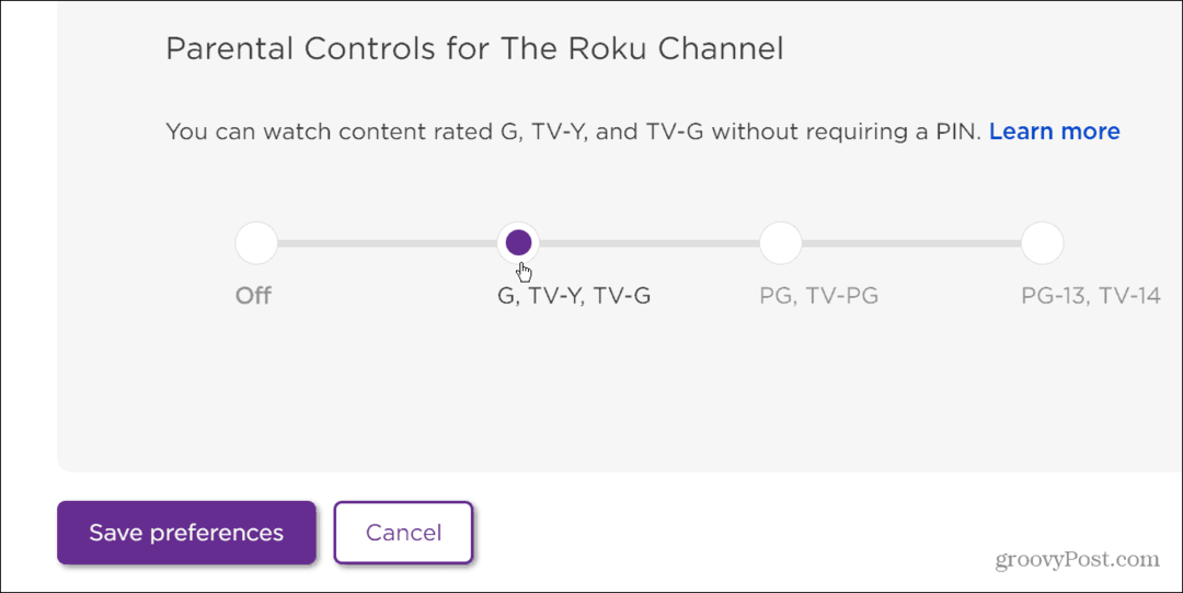 Roku föräldrakontroll för YouTube-kanalen