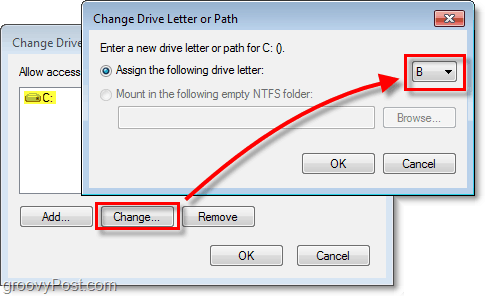 tilldela en ny enhetsbokstav till din Windows 7-hårddisk
