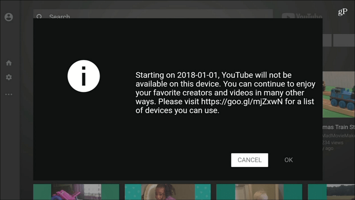 YouTube inte längre tillgänglig Fire TV