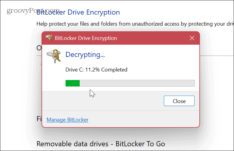 Inaktivera eller stänga av BitLocker 