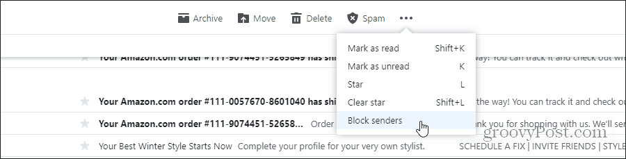 blockera avsändare i yahoo mail