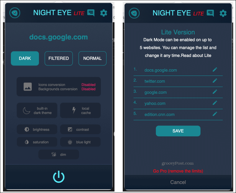 Night Eye-förlängning i Safari