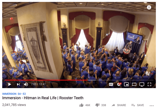 Exempel på Rooster Teeth superfan-engagemang på YouTube.
