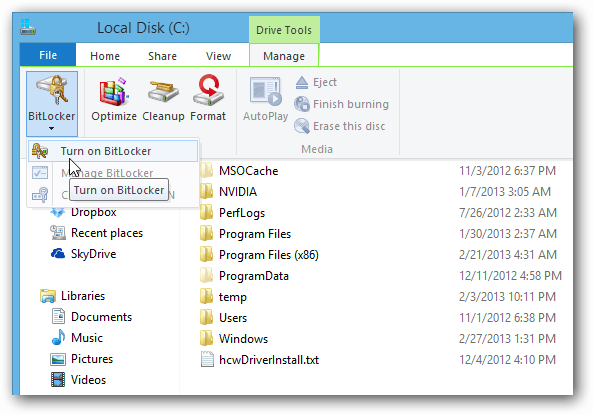 BitLocker File Explorer-band