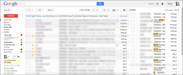 förhandsgranska skärmdump av gmail med all post i den andra rutan till höger