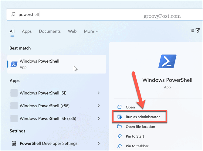Windows 11 kör powershell som administratör