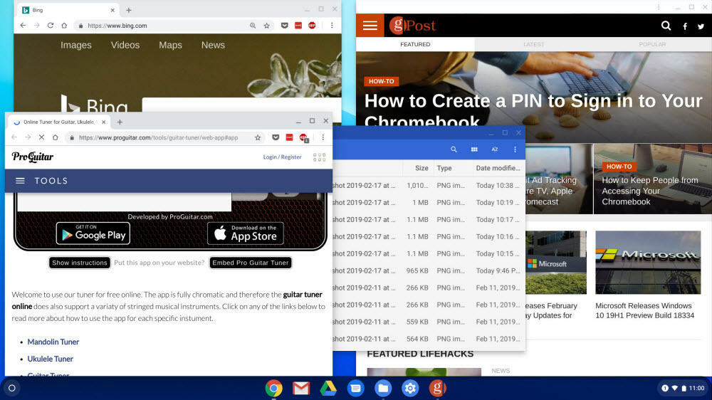 Flera Windows öppnar Chromebook