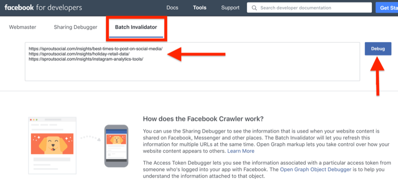 steg för steg genomgång för hur du rensar cacheminnet med hjälp av Facebook Batch Invalidator