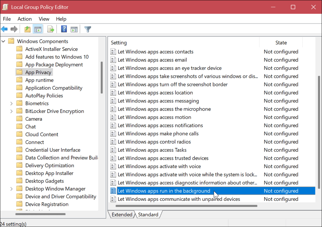 Inaktivera bakgrundsappar på Windows 11