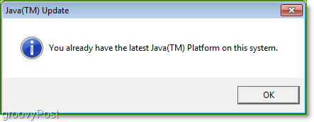 Skärmdump: Windows 7 Java Update Check Complete Jucheck.exe