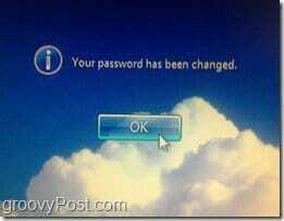 Lösenord har ändrats popup-fönster