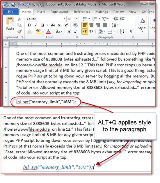 Anpassad stil Kortkommandon Word 2010