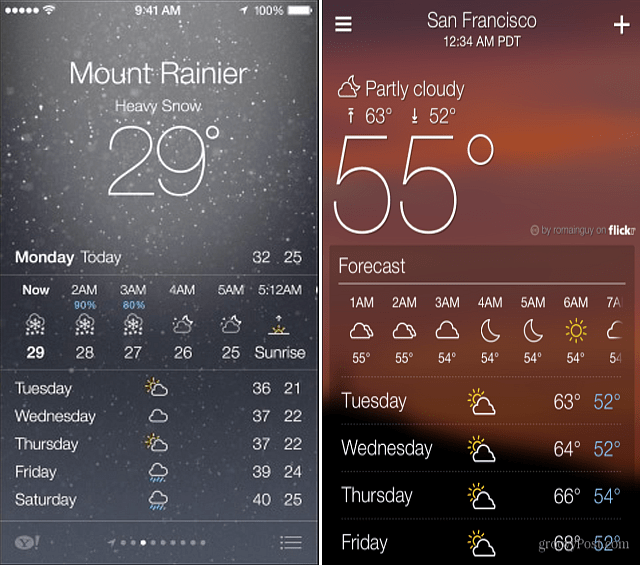 Yahoo och iOS 7 Weather Apps