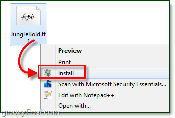installera för att lägga till ett teckensnitt i Windows 7 