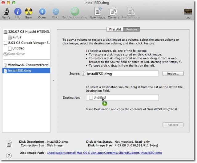 Apple OS X Lion: Hur man skapar startbar diskbild