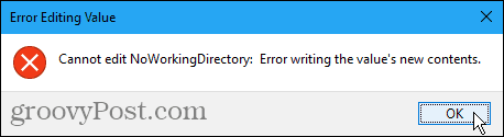 Det går inte att redigera fel i Windows-registret