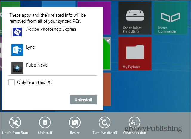 Windows 8.1 gör det enkelt att avinstallera flera appar samtidigt