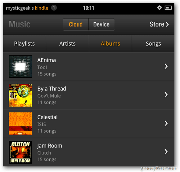 Kindle Fire Music från Cloud Player