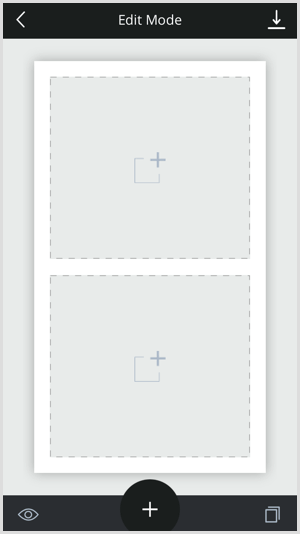 Tryck på + -ikonen i mallen för att lägga till ditt innehåll.
