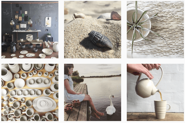 Illyria Pottery använder ett filter för att skapa ett sammanhängande Instagram-flöde.