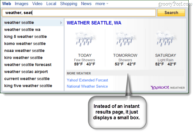 Yahoo Search Direct efter väder