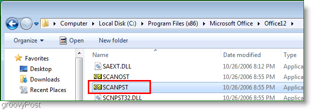 Skärmdump - Outlook 2007 ScanPST