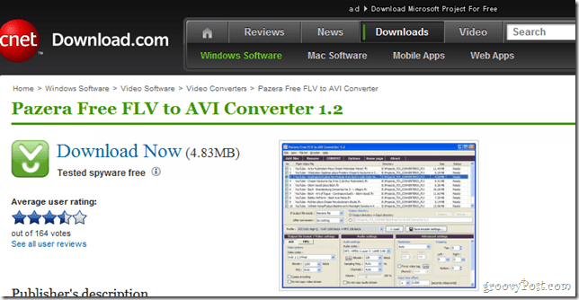 Panzera FLV till AVI Downloader