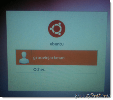 välj den nya ubuntu-användaren
