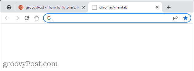 En tom sida med ny flik i Chrome