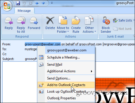 Lägg till i Kontakter Outlook 2007