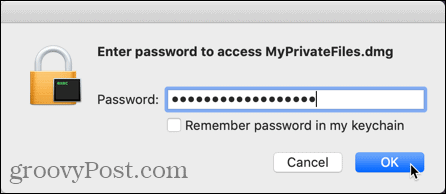 Ange lösenordet för att öppna diskavbildningsfilen
