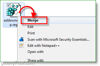 Windows 7-skärmdump - slå samman registernyckesfixen
