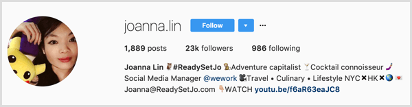 instagram-personlig-profil-med-företag-länk-exempel