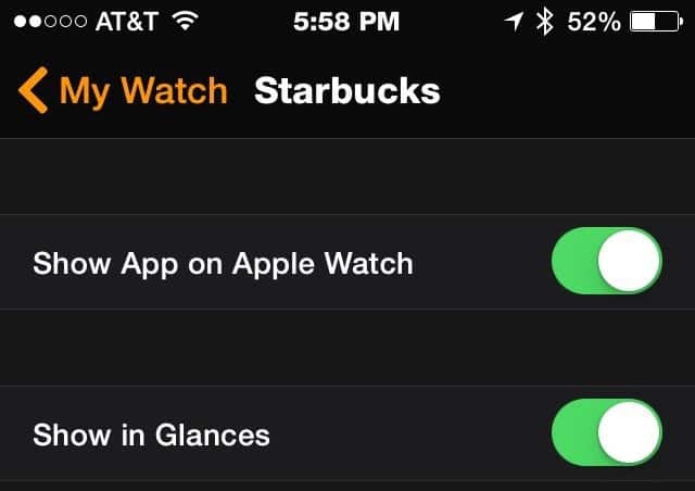 Starbucks-appen - Apple Watch