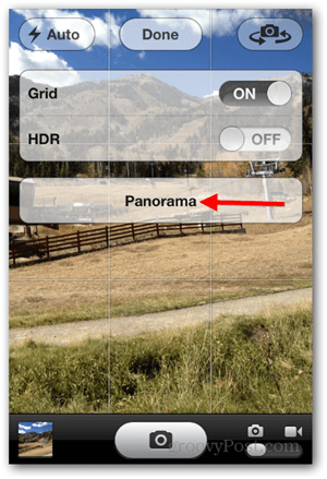 Ta iPhone iOS Panoramic Photo - Tryck på Panorama