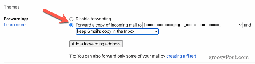 Aktivera vidarebefordran av Gmail