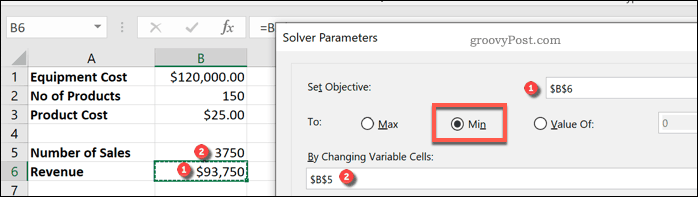 Ställa in Excel Solver-variabler