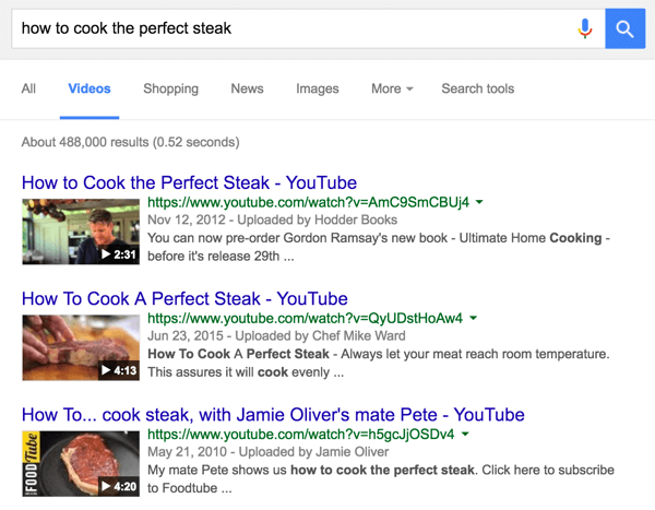 exempel på google-sökning