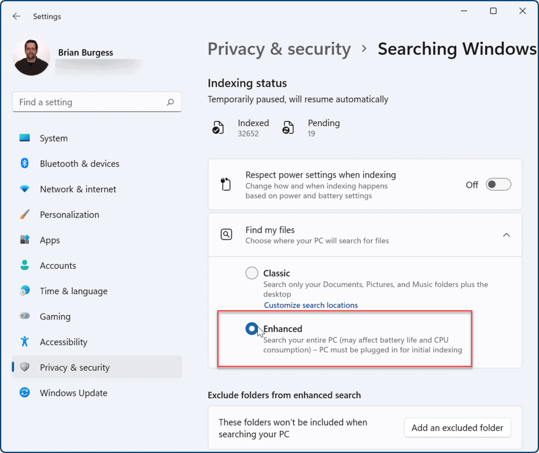 Aktivera förbättrad sökning i Windows 11