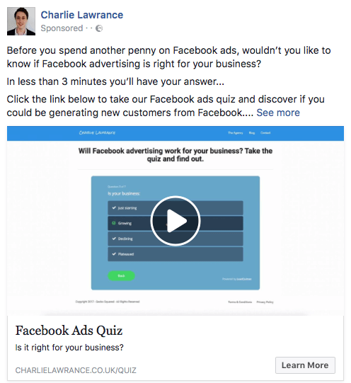 Använd Facebook-videoannonser för att ge användarna en förhandsvisning av blymagnetinnehåll.