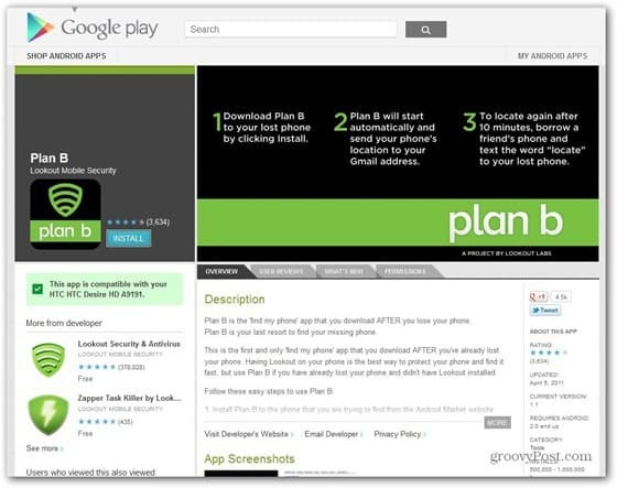 Plan B hittar din förlorade eller stulen Android-smarttelefon utan att installera den först