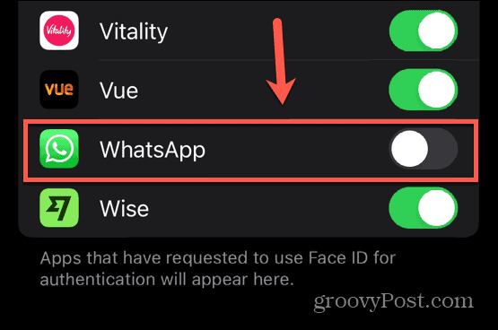 whatsapp ansikts-ID inaktiverat