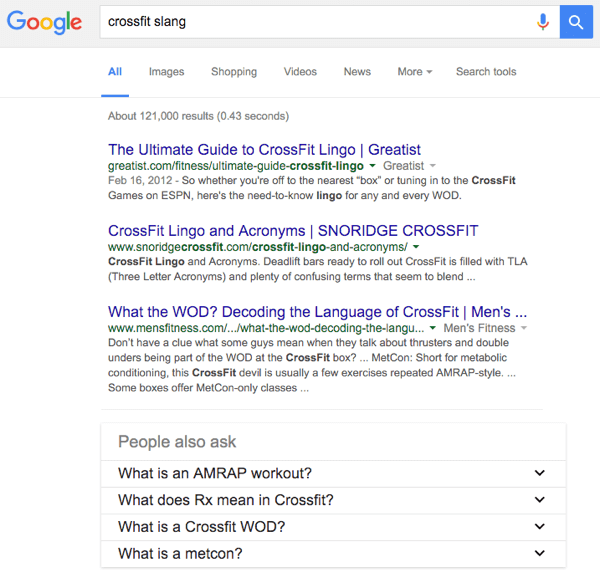 google crossfit slang-sökning
