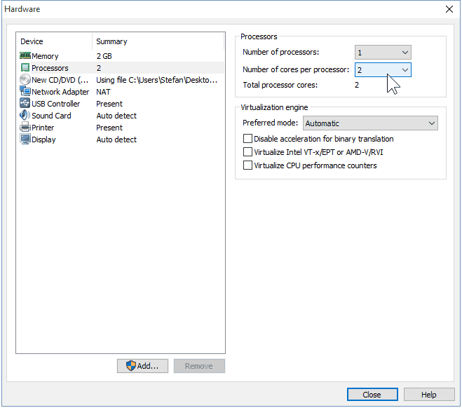 09 CPU och kärnor för virtuell maskin