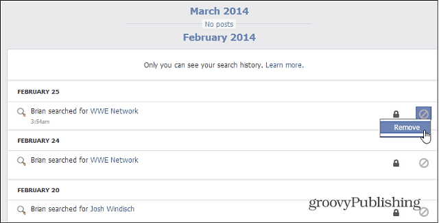 Ta bort din Facebook-sökhistorik från aktivitetsloggen