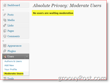 Absolut integritet måttliga användare - privat WordPress-bloggplugin
