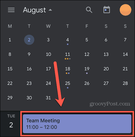 google kalender händelse mobil