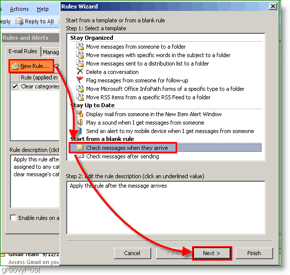 Outlook 2007 - Skapa Outlook-regel när e-post kommer