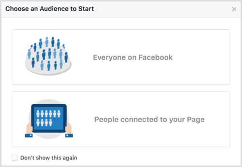Facebook Audience Insights väljer publik att starta
