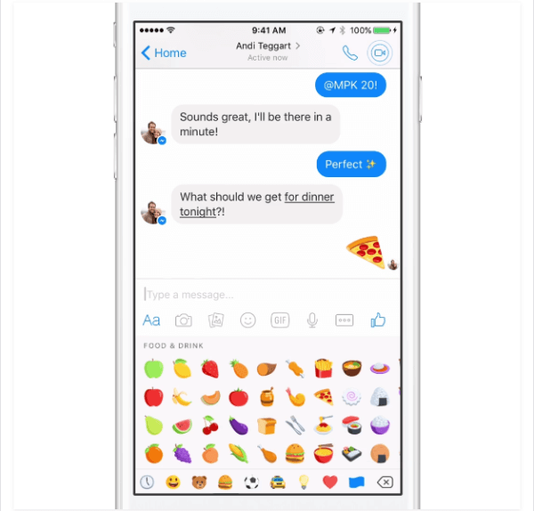 Facebook Messenger Emoji-storlek